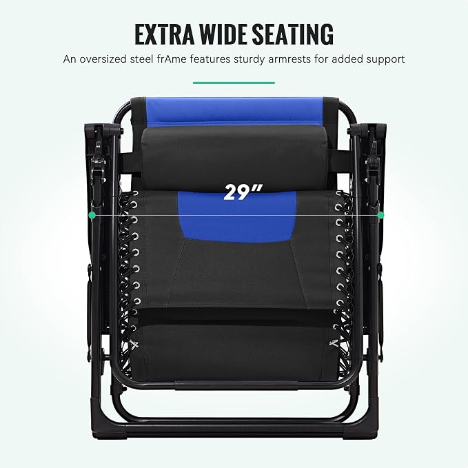 JEAREY Oversized Padded Zero Gravity Chairs, Folding Lounge Chair Outdoor Patio - Image 4