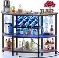 Zarler Bar Cart with Power Outlet Easy to Assemble, LED Home Bar Cabinet by ZarlerOfficial