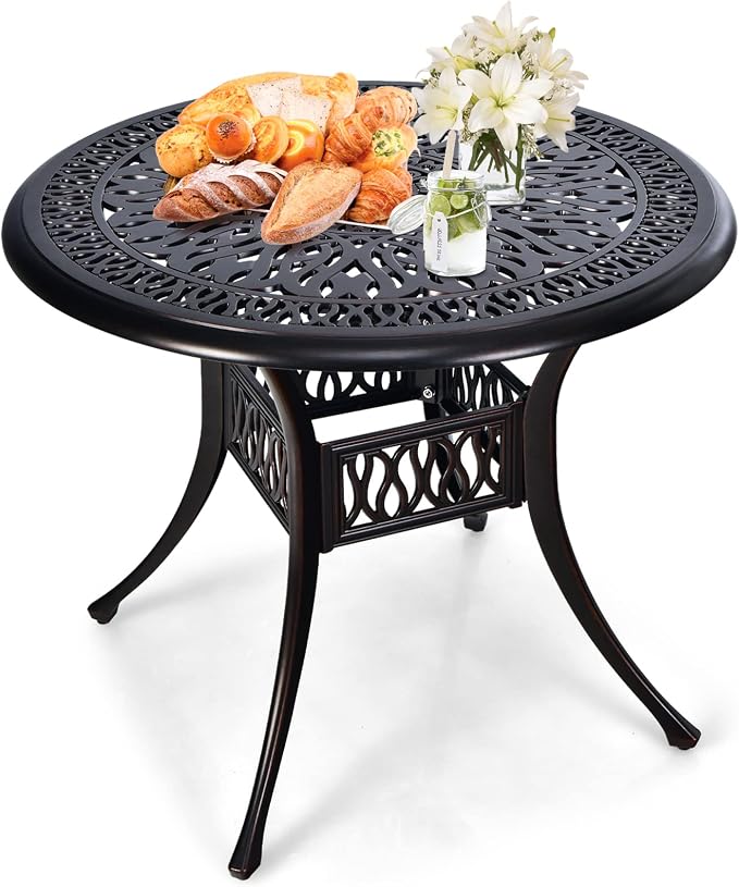 Tangkula 36 Inch Outdoor Dining Table, Round Cast Aluminum Patio Dining Table - Image 9