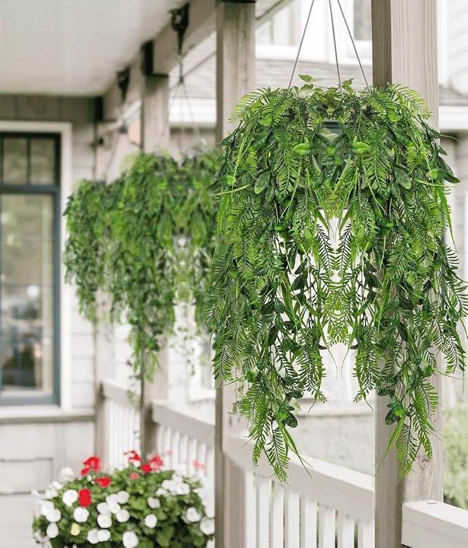 Hollyone 2pcs Artificial Hanging Plant 36" Faux Ferns Artificial Plastic - Image 4
