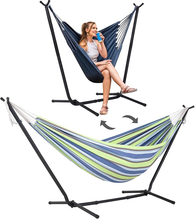 SUNCREAT 2-in-1 Convertible Backyard Fabric Hammock by SUNCREAT