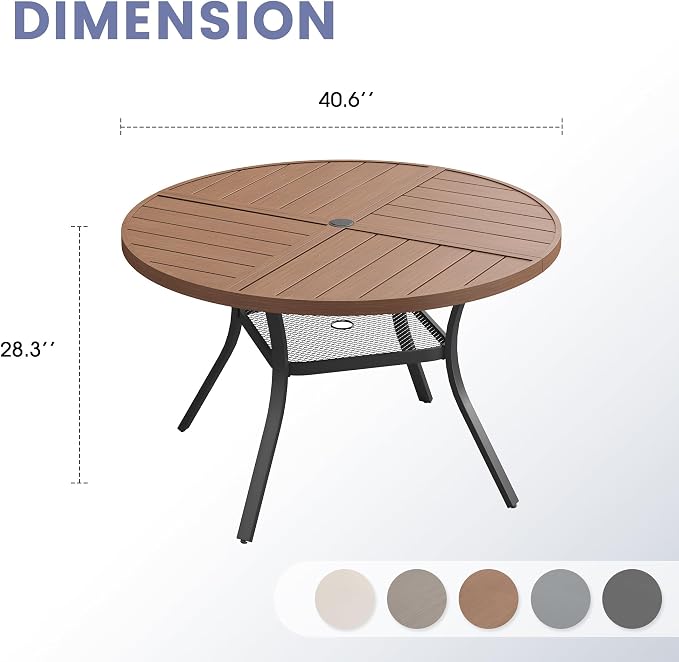 VICLLAX 40.6" Round Outdoor Table, Patio Dining Table - Image 3