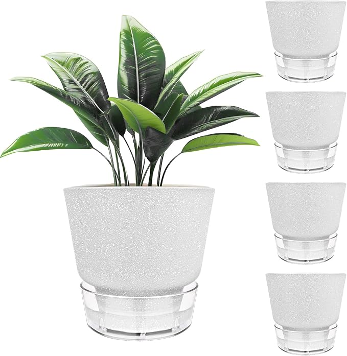 2024 Upgraded 5 Pack 6-Inch Self-Watering Planter Pots by HYNZ