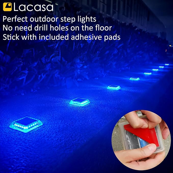 Lacasa Solar Deck Lights, 4 Pack 30LM LED Dock Lights Blue Light, Outdoor Solar - Image 3