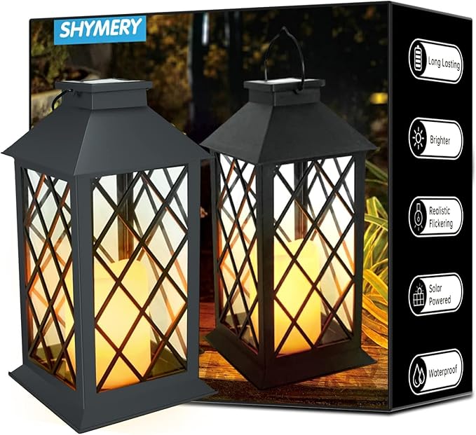 SHYMERY Solar Lanterns Outdoor Waterproof, 14 Inch Outdoor Lanterns by SHYMERY