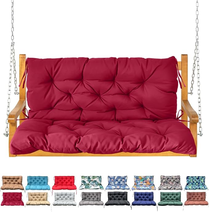 Porch Swing Cushion with Backrest, Waterproof Bench Cushion by NANGELRN