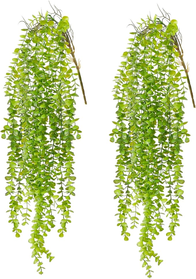 2 Pack Fake Hanging Plants, Artificial Hanging Eucalyptus Plants Greenery Vines by dallisten