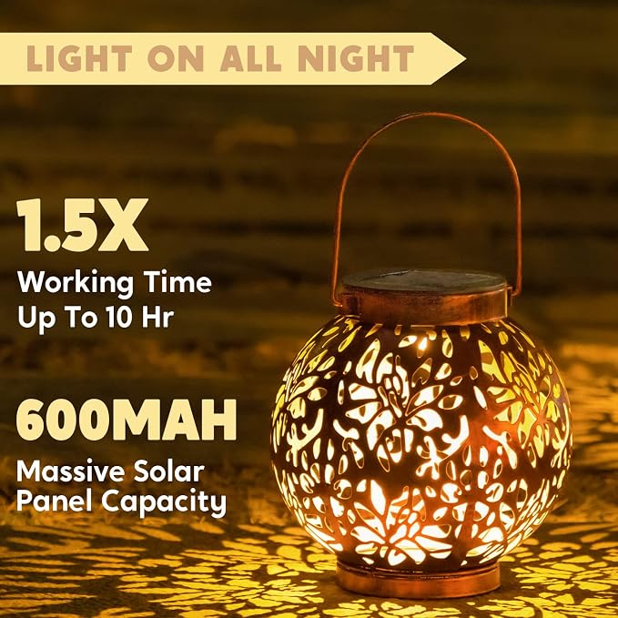 JOIEDOMI 2 Pack Outdoor Solar Hanging Lantern Lights, Waterproof Tabletop - Image 4