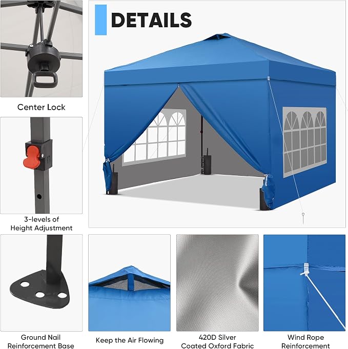 GDY 10x10 Pop Up Canopy Tent - Image 4