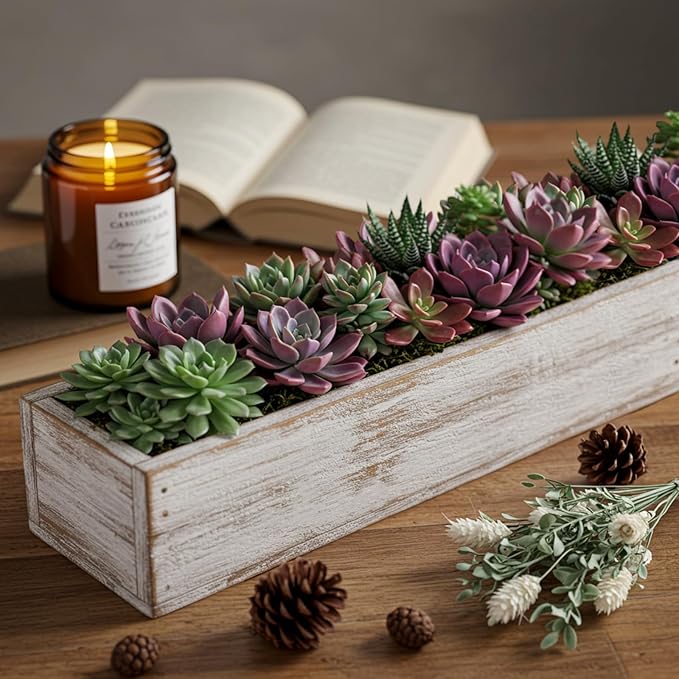 Dandat 1 Set Wood Boxes for Centerpieces 16x4 Inch Rectangle Wooden Planter Box - Image 4