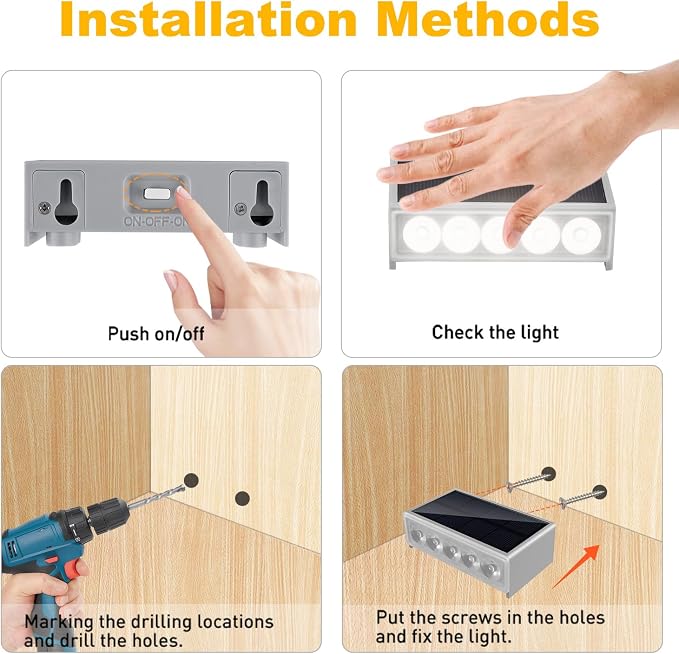 T-SUN Solar Step Light Outdoor, 6 Pack Solar Stair Lights, 6000K Step Lights - Image 7