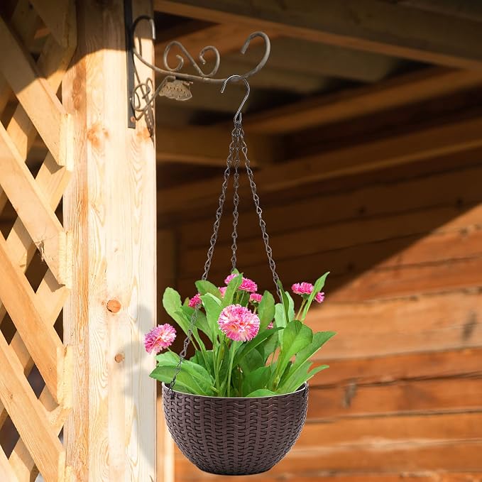 Foraineam 4 Pack 8.2 inch Self-Watering Hanging Planters, Garden Flower Plant - Image 6