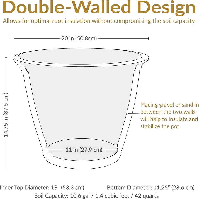 Sunnydaze 20-Inch Franklin Large Plant Pot - Image 5
