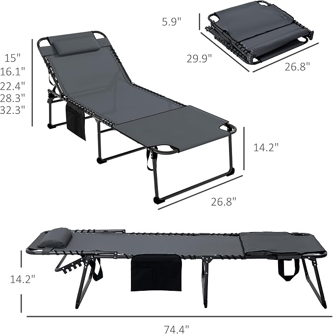 Outsunny 2 Piece Folding Chaise Lounge - Image 3