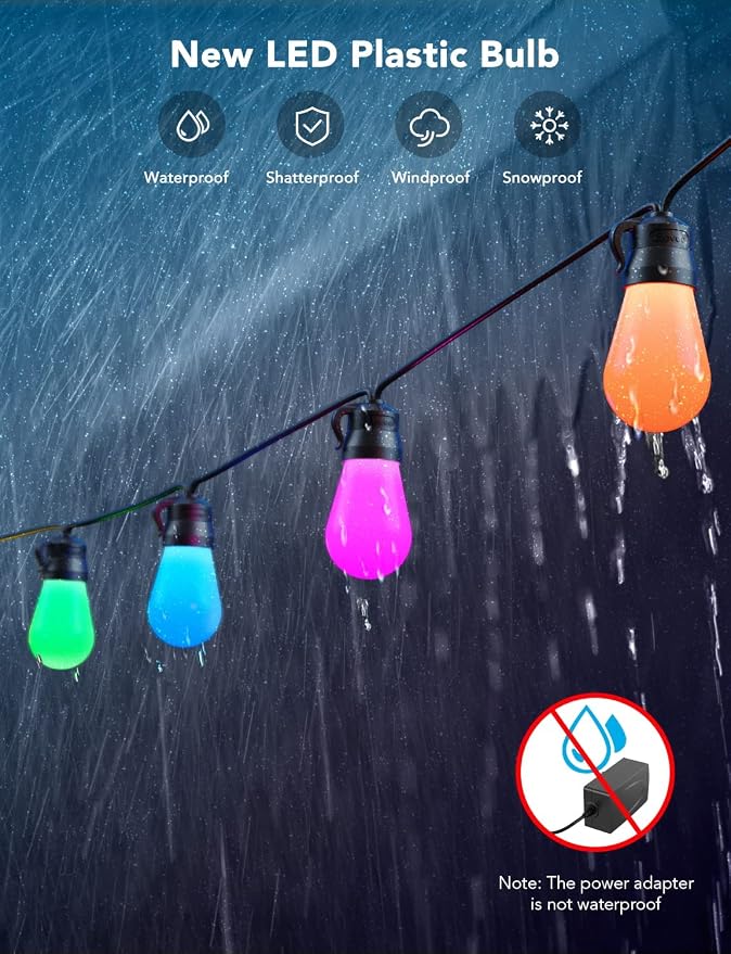 Govee Smart Outdoor String Lights H7016, 96ft RGBIC Outdoor Lights - Image 5