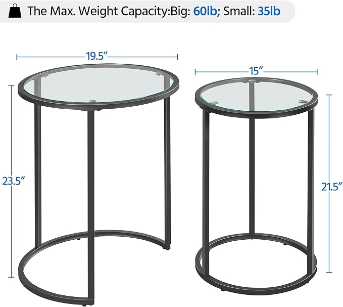 Yaheetech Round Nesting End Table Set of 2, Stacking Side Tables, Coffee Tables - Image 3