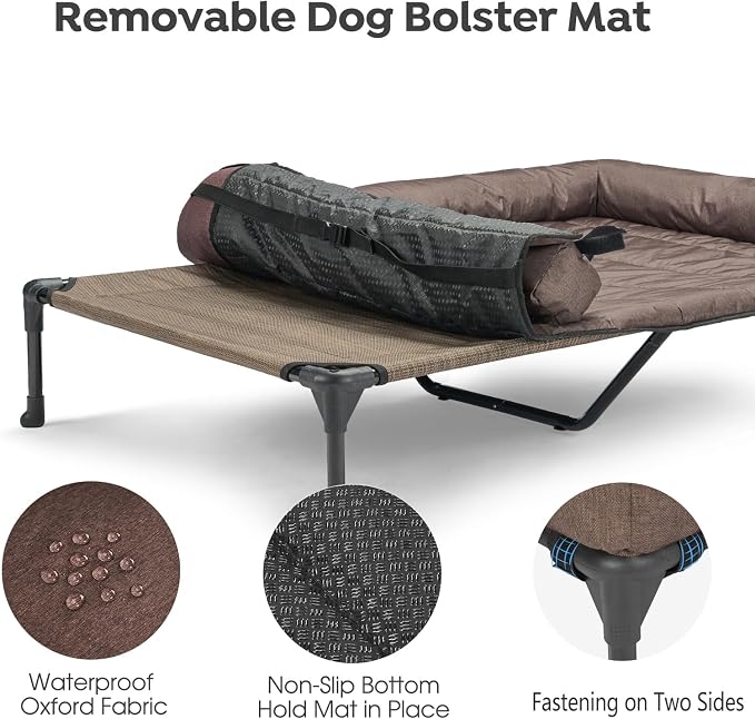 Veehoo Cooling Elevated Dog Bed Add Removable Waterproof Bolster Cushion Mat - Image 4