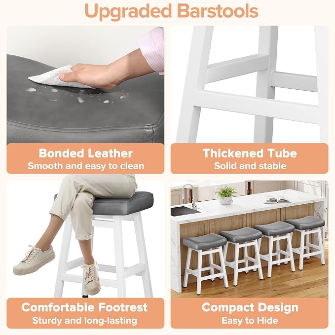 Counter Height Bar Stools Set of 3, 24 Inch Barstools - Image 4
