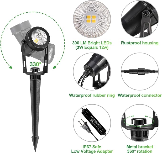 2 Pack Extendable Outdoor Landscape Lights, 12V Low Voltage Landscape Lighting - Image 2