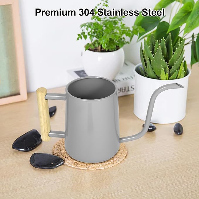 Watering Can Indoor Plants, 35 oz/1000 ml Metal Stainless Steel Watering Can Pot - Image 2
