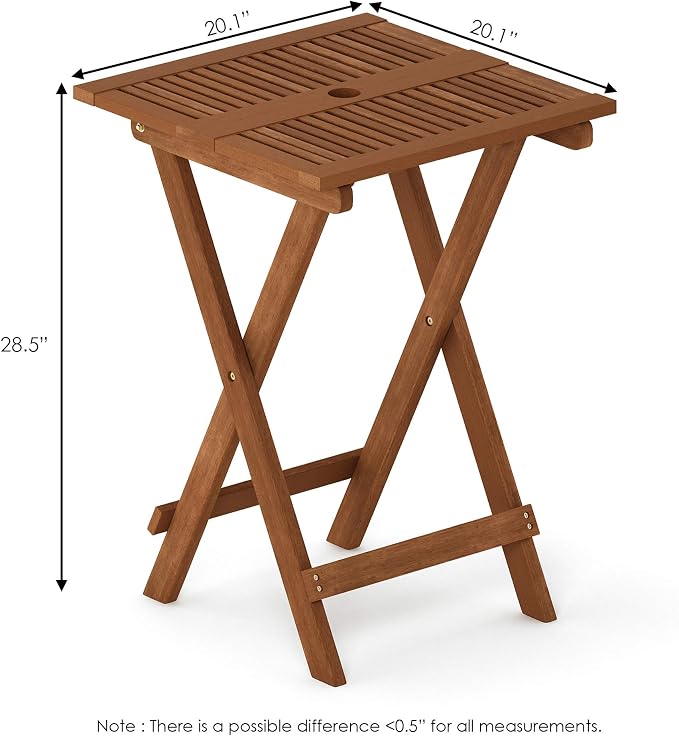 Furinno FG18065 Tioman Hardwood Patio Furniture Folding Table in Teak Oil - Image 3