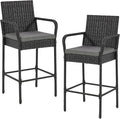ECOTOUGE Set of 2 Patio Rattan Barstools, All-Weather Wicker Bar Height Chairs by ECOTOUGE