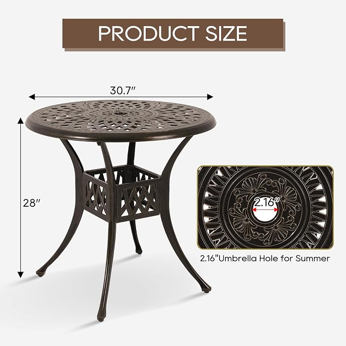 Patio Dining Table, Cast Aluminum Patio Table - Image 2