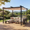 MELLCOM Retractable Pergola 10x10 Ft, Upgraded Sun Shade by MELLCOM