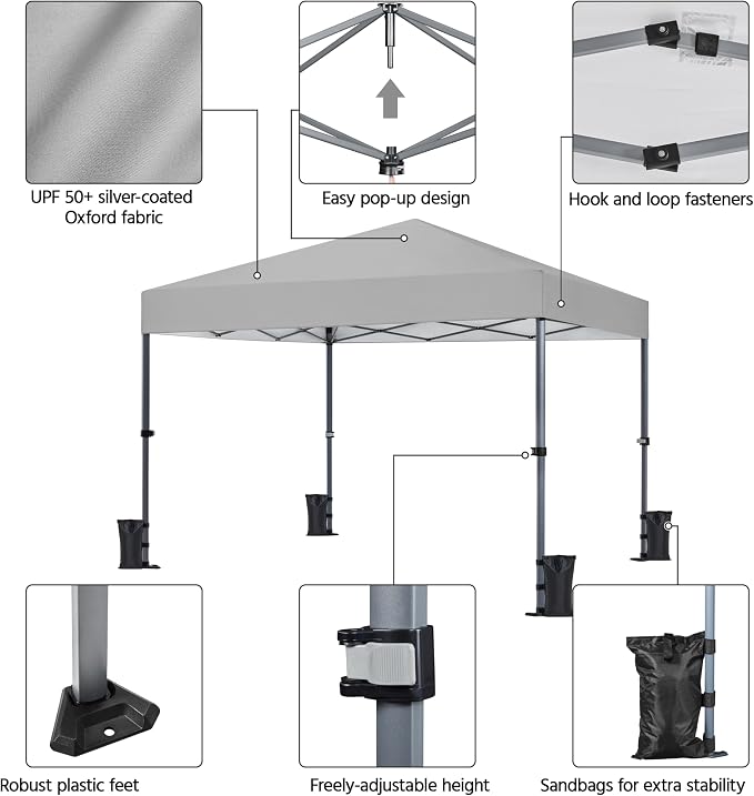 Yaheetech 10x10 1-Person Setup Pop Up Canopy Tent, Instant Portable Commercial - Image 4