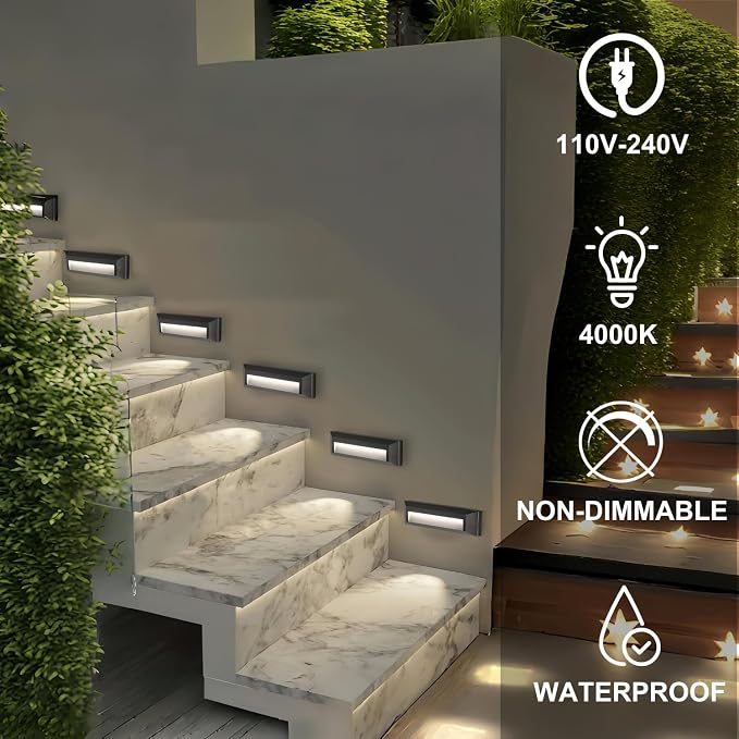 ZONK LED Step Lights 110-240V OutdoorIndoor Stair Lights, Waterproof IP65 2W - Image 5