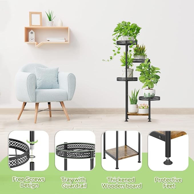 5 Tier Plant Stand Indoor Outdoor, Tierd Corner Metal Plant Stands Holder - Image 3