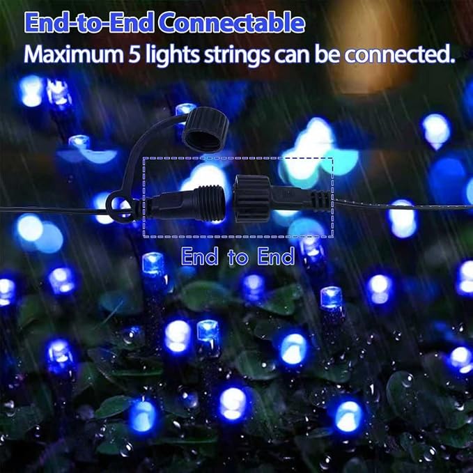 75.8 FT 200 LED Blue Christmas String Lights Outdoor & Indoor, Timer & Memory - Image 4