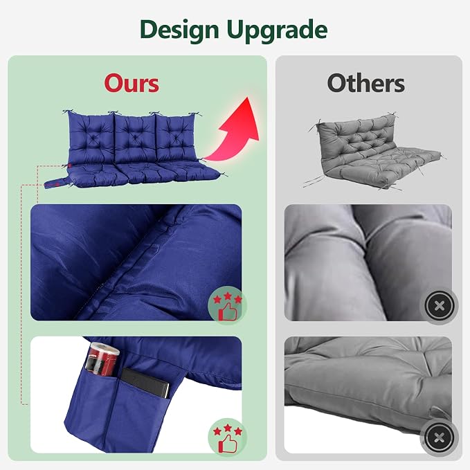 3 Seater Porch Swing Cushion, Thick Cushion - Image 4