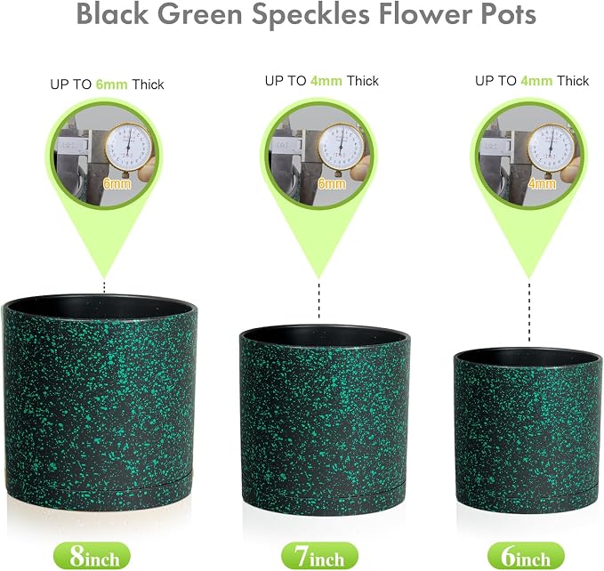 8/7/6 inch Plant Pots, 3 Pack Cylindrical Flower Pots - Image 6
