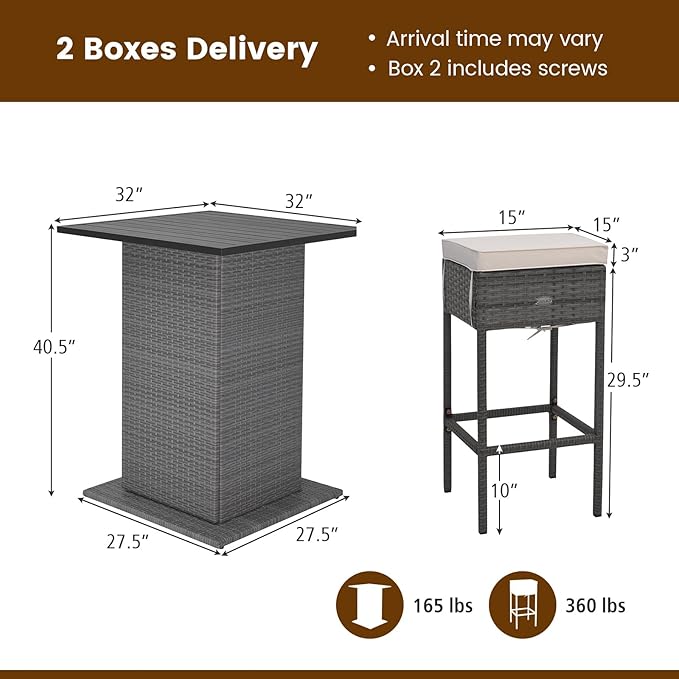 Tangkula 5 Piece Outdoor Rattan Bar Set, Patio Bar Furniture - Image 5