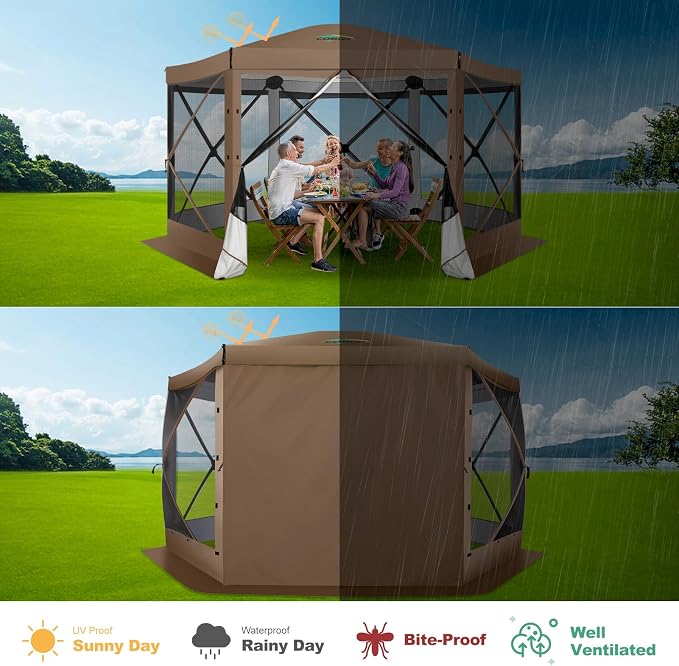 COBIZI 12x12 FT Pop Up Canopy Extendable Tent, Gazebos On Clearance, Screened - Image 8
