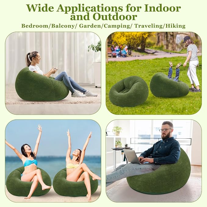 Realspring Inflatable Bean Bag Chairs Outdoor Blow up Camping Chairs Inflatable - Image 7