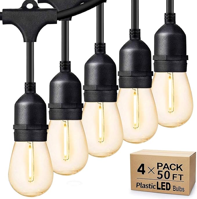 Svater Outdoor String Lights 200 FT, E26 Socket, 1 Watt Dimmable 2700K Warm by Svater