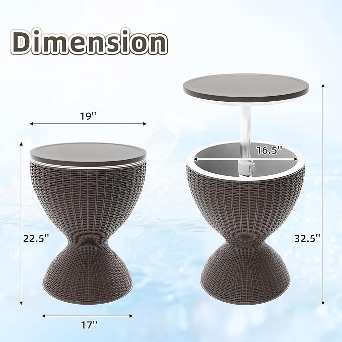SHAREWIN Patio Cool Bar Table, Height-Adjustable Outdoor Bar Tables 8 Gallon - Image 7