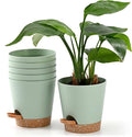 Plant Pots 6 PCS 5 inch Self Watering Planters High Drainage Flowers Pot by Qaobo