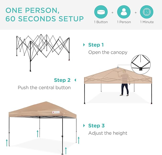 Best Choice Products 12x12ft Pop Up Canopy Tent, Outdoor Shade, 1 Person 1 - Image 2