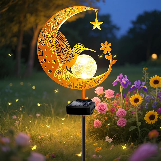 ZNYCYE Solar Lights Outdoor Decorative Moon Hummingbird Solar Stake Lights - Image 9