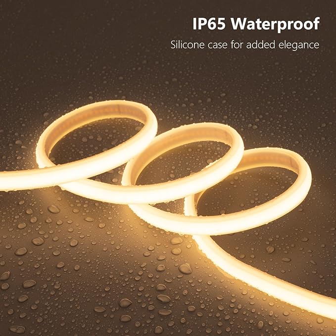 AC 110V COB LED Strip Lights Outdoor Waterproof 65.6ft, 3000K Warm White Super - Image 2