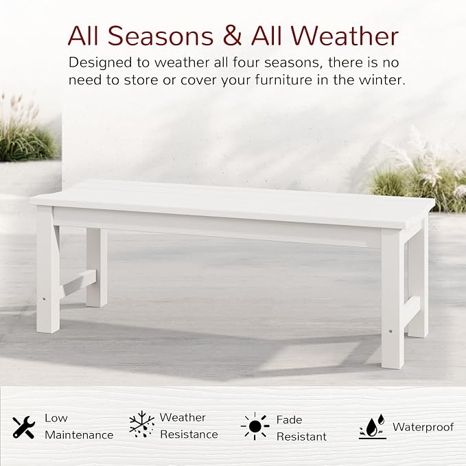 Stoog Outdoor Bench, 2-Person Patio Backless Bench, All-Weather HIPS Garden - Image 4