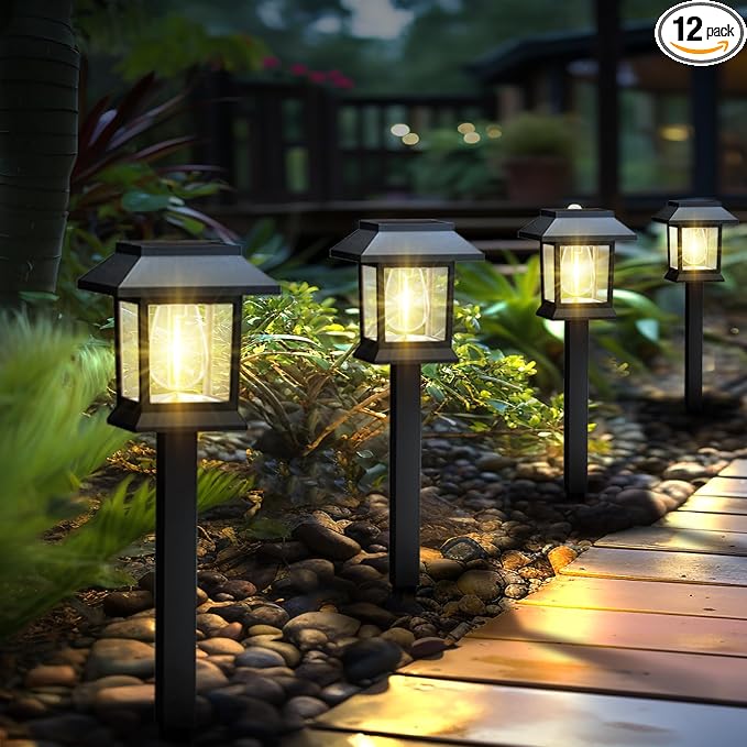 Greluna Solar Lights Outdoor, 12 Pack 3000K Waterproof Auto On/Off Solar by Greluna