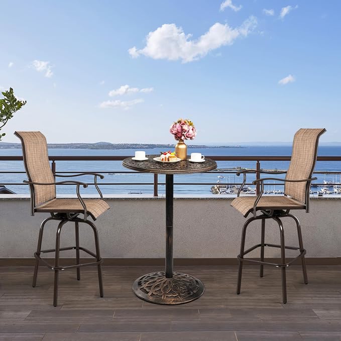 VINGLI 40" Outdoor Bar Table, High Top Table, Cast Aluminum Outdoor Pub Table - Image 2