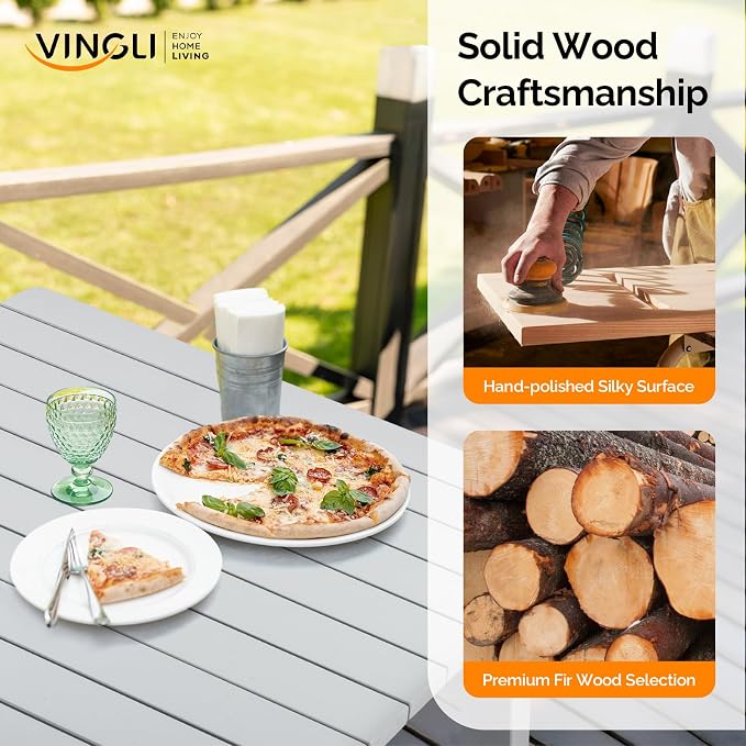 VINGLI Outdoor Dining Set with 2 Benches - Image 4