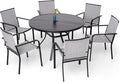 7-Piece Outdoor Patio Dining Set, 6 Stackable Chairs and 48'' Round Table by Anmutig