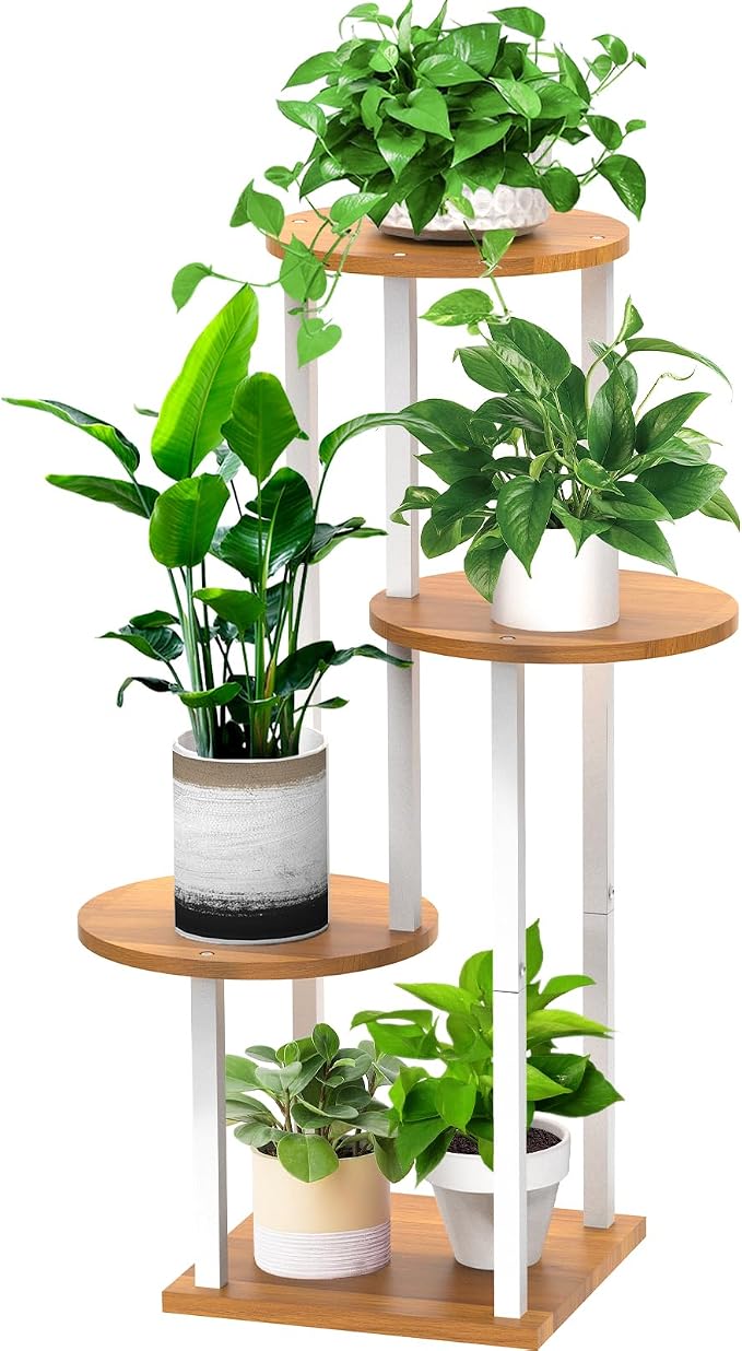 Plant Stand Indoor, 4 Tier Thickened Metal Corner Plant Shelf by YOCOMEY