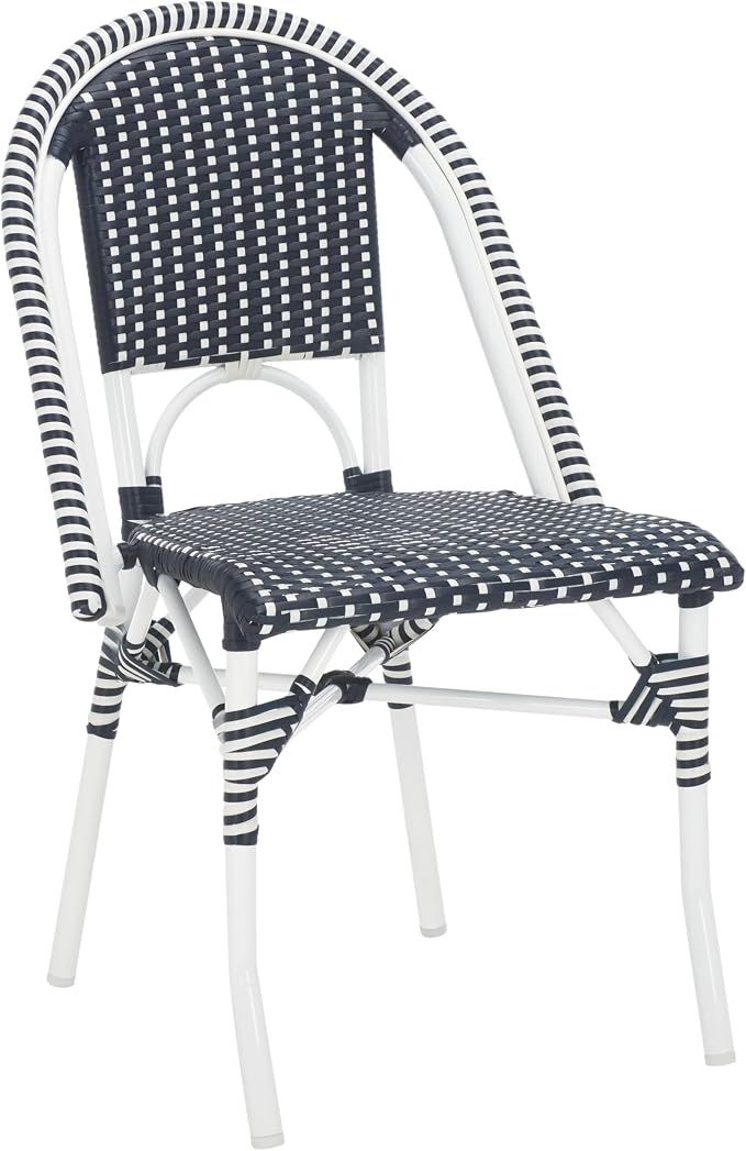 SAFAVIEH Outdoor Collection Torino Navy & White Parisian Bistro Chair Set of 2 - Image 4